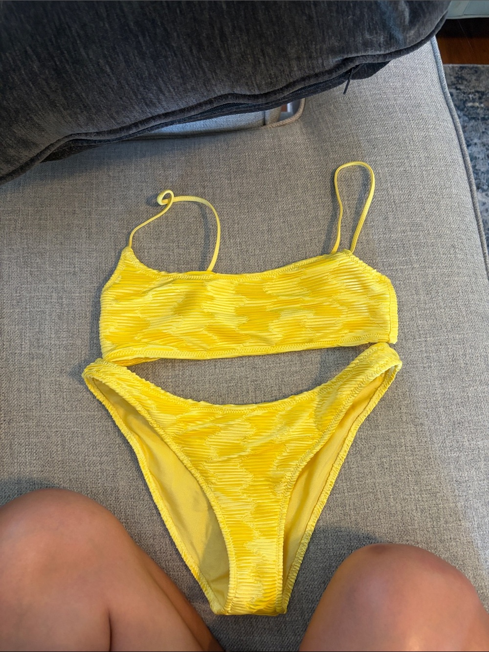 Yellow Textured Bikini Set